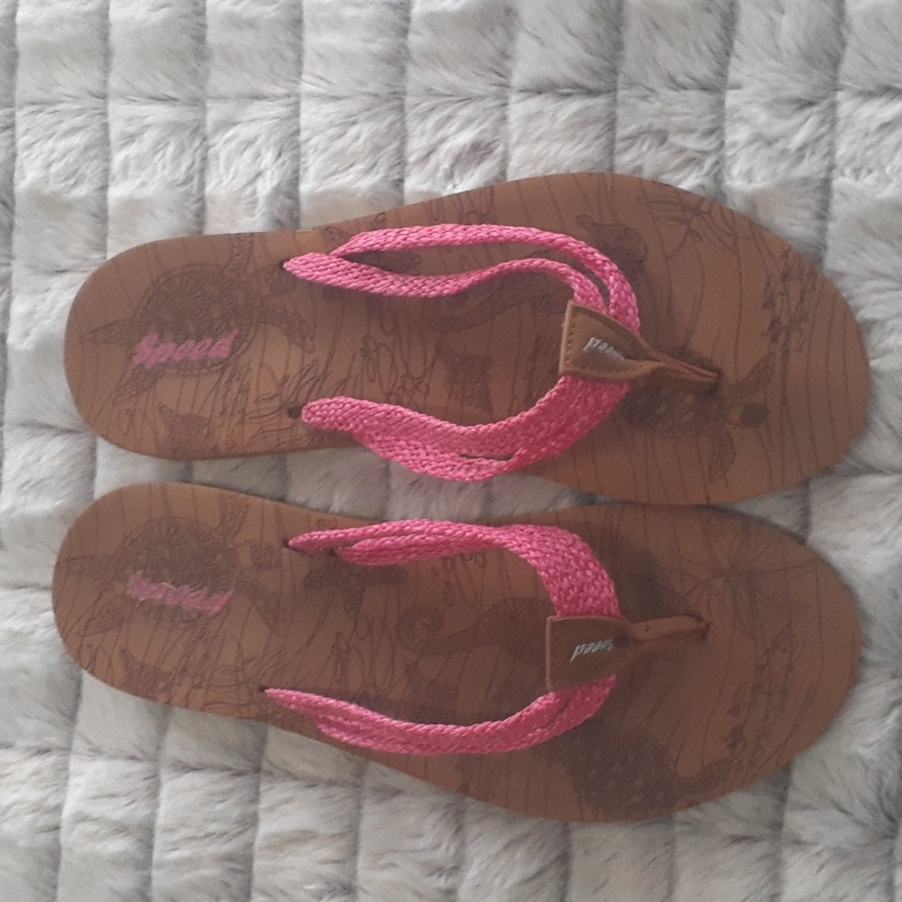 Women's Speed pink and tan flip flops